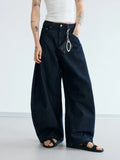 Peoplesense Dark Blue Raw Denim Jeans with Wide-leg