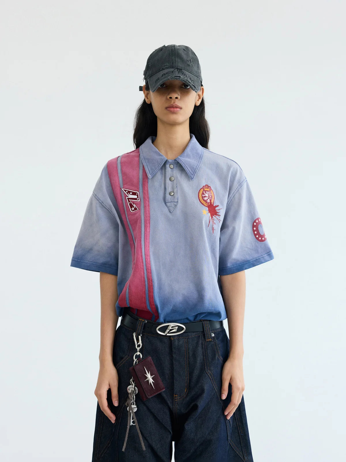 Peoplesense Deconstructed Stripe Vintage Wash Polo