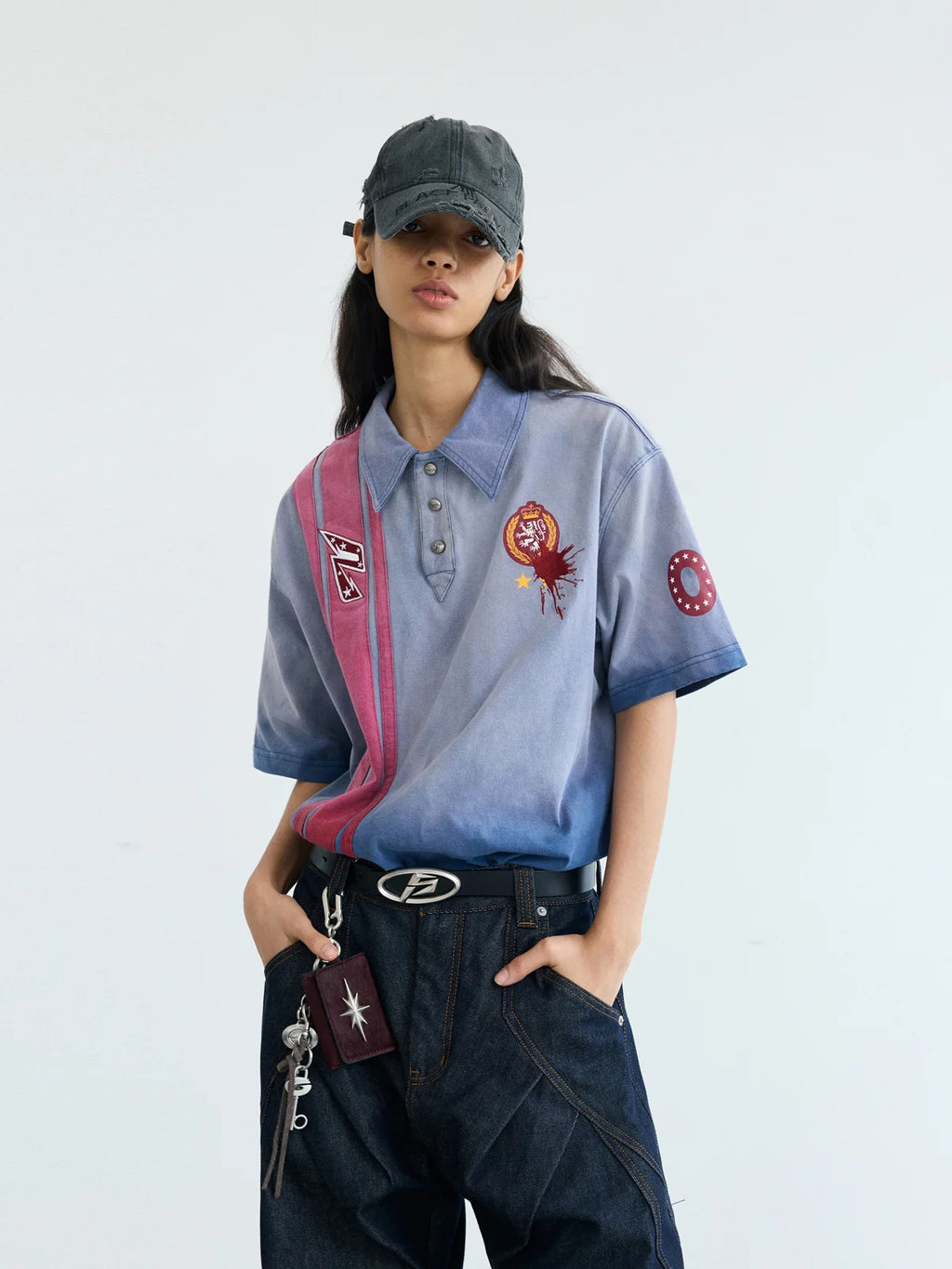 Peoplesense Deconstructed Stripe Vintage Wash Polo