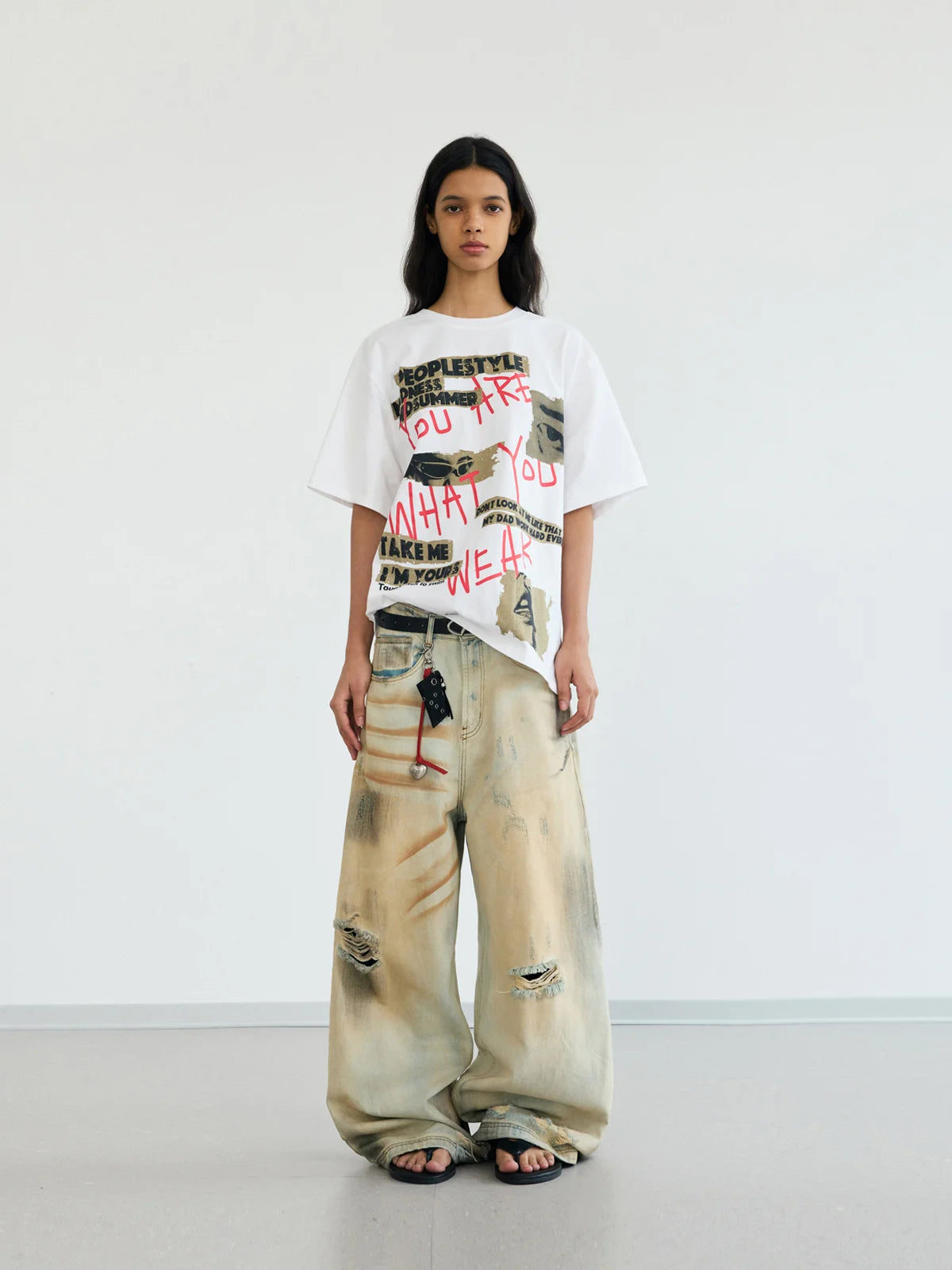 Peoplesense Graffiti Print Lettering T-Shirt