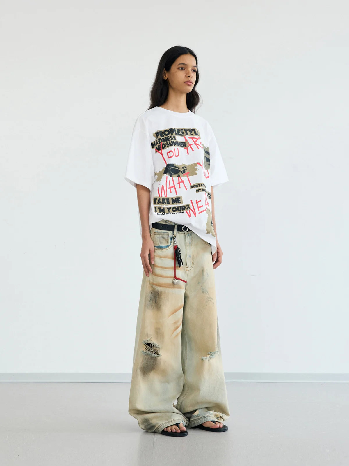 Peoplesense Graffiti Print Lettering T-Shirt