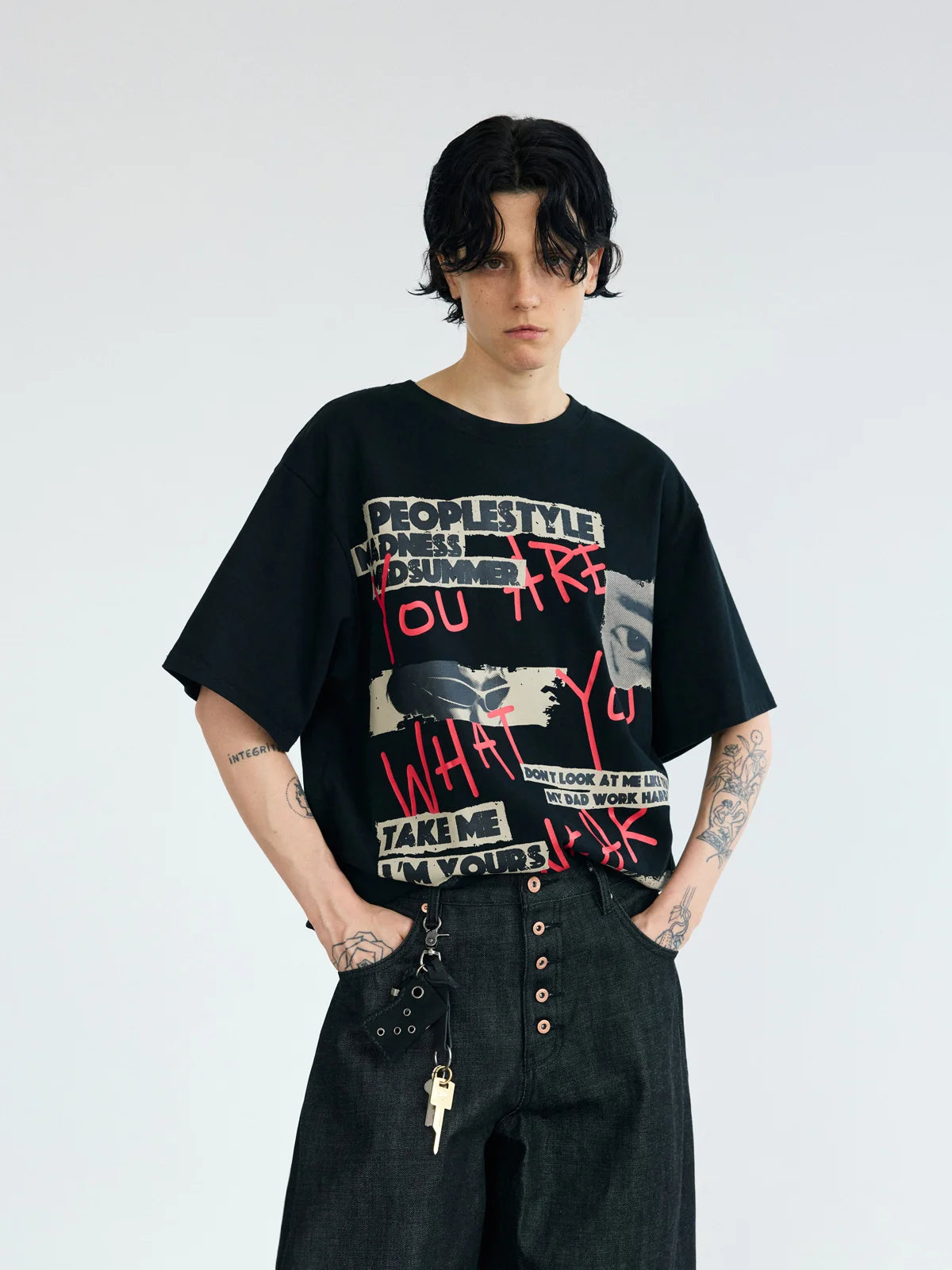 Peoplesense Graffiti Print Lettering T-Shirt