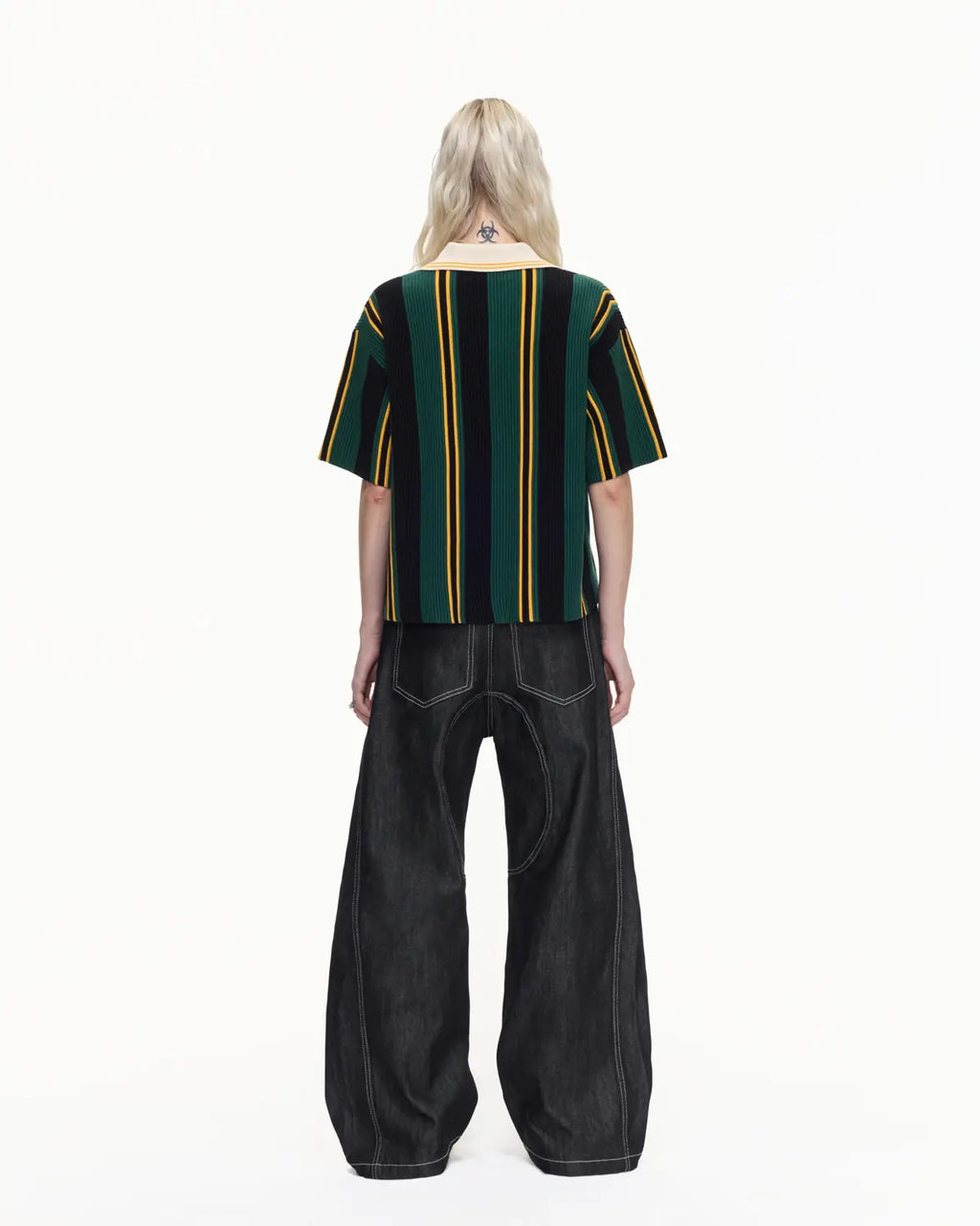 Peoplesense Thick Knit Stripe Retro Soccer Jersey