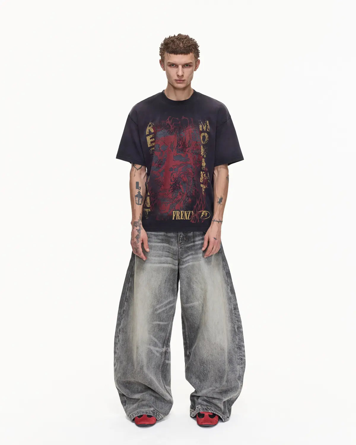 Peoplesense Red Gold Spray Whiskered Vintage Graphic Tee