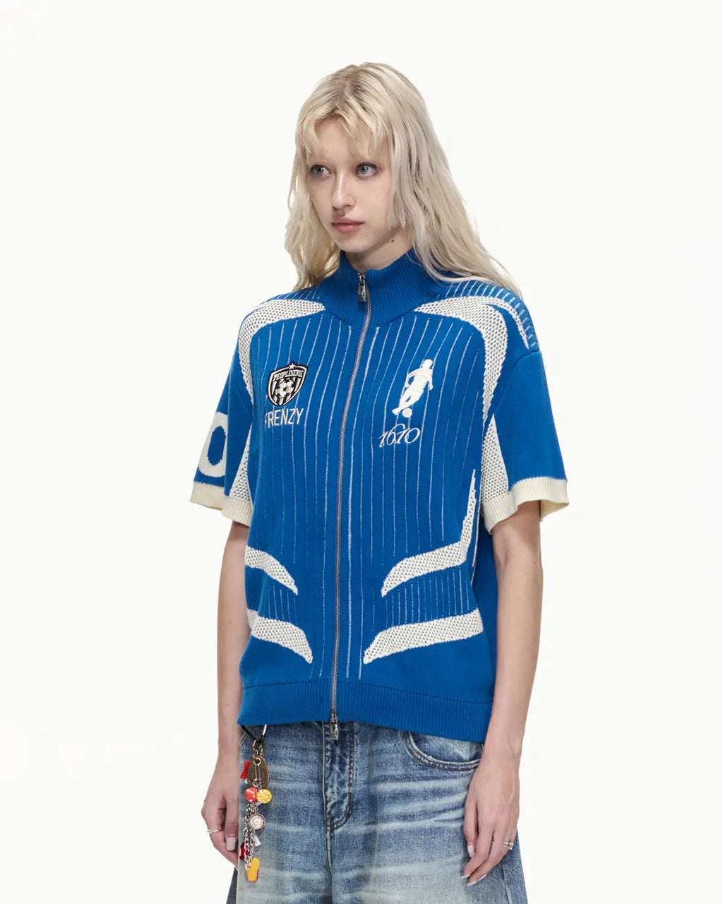 Peoplesense Knitted Zip-up Soccer Jersey Blue