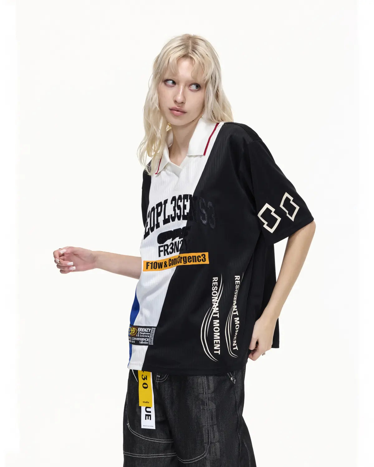 Peoplesense Panel Stitch "Flow Convergence" Football Jersey Polo