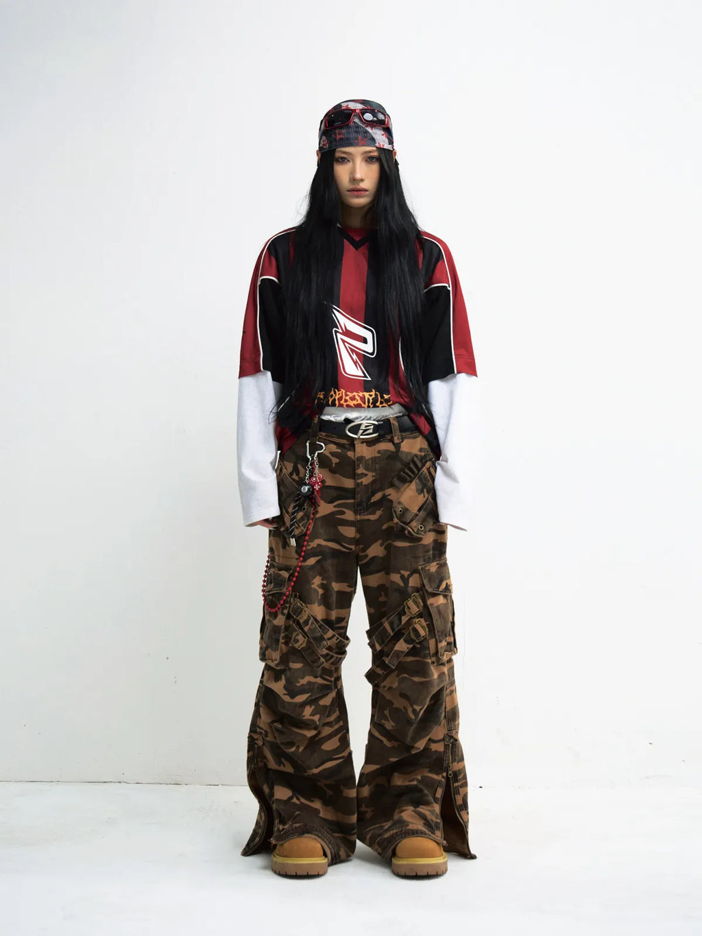 Peoplesense Camouflage Baggy Straight Cargo Pants