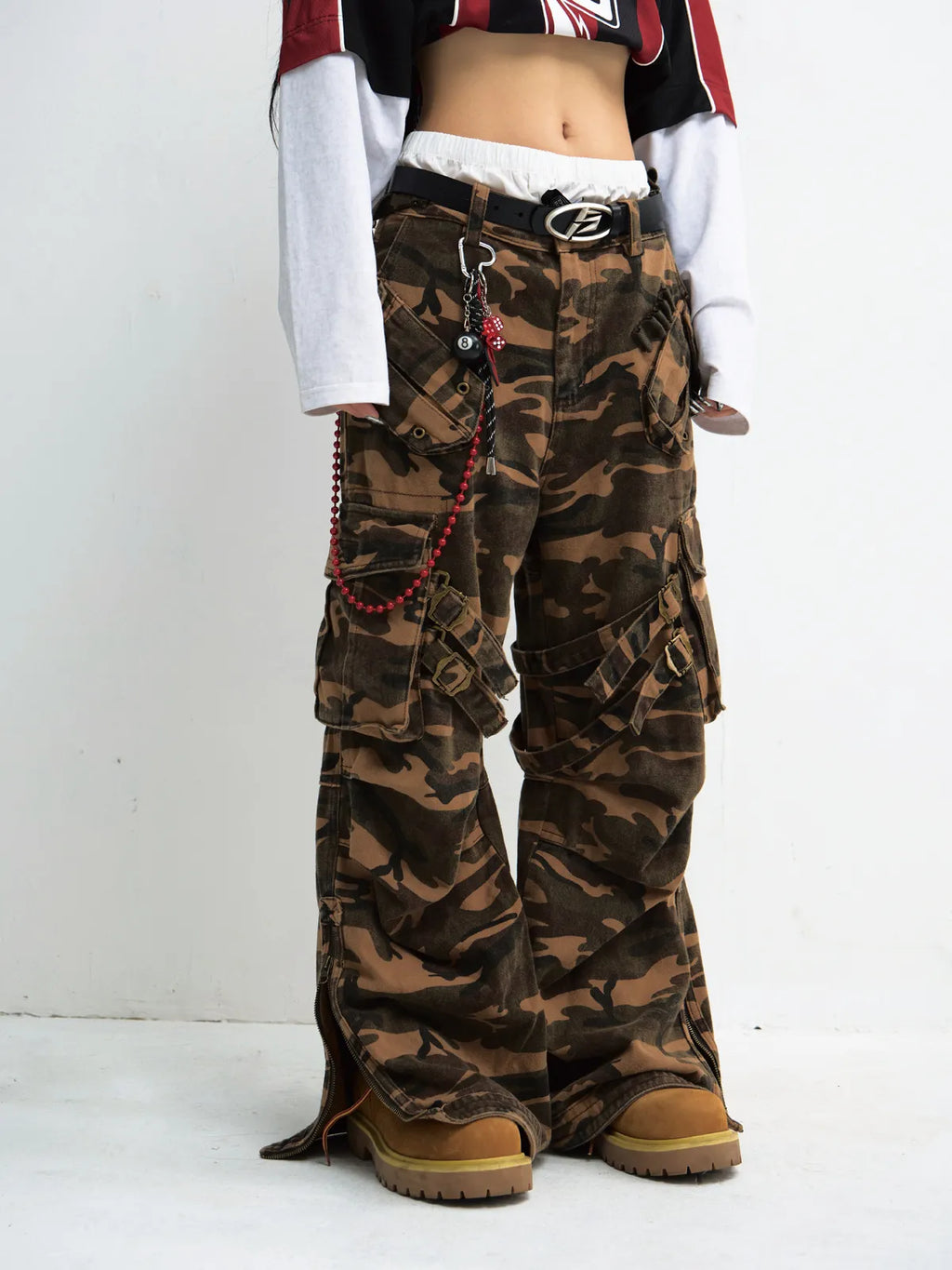 Peoplesense Camouflage Baggy Straight Cargo Pants