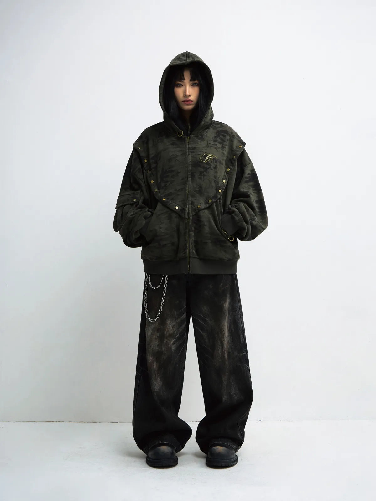 Peoplesense Camouflage Button-Down Hoodie