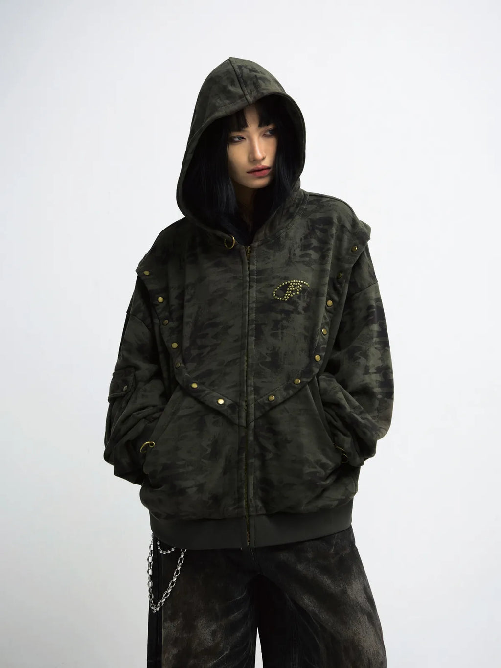 Peoplesense Camouflage Button-Down Hoodie
