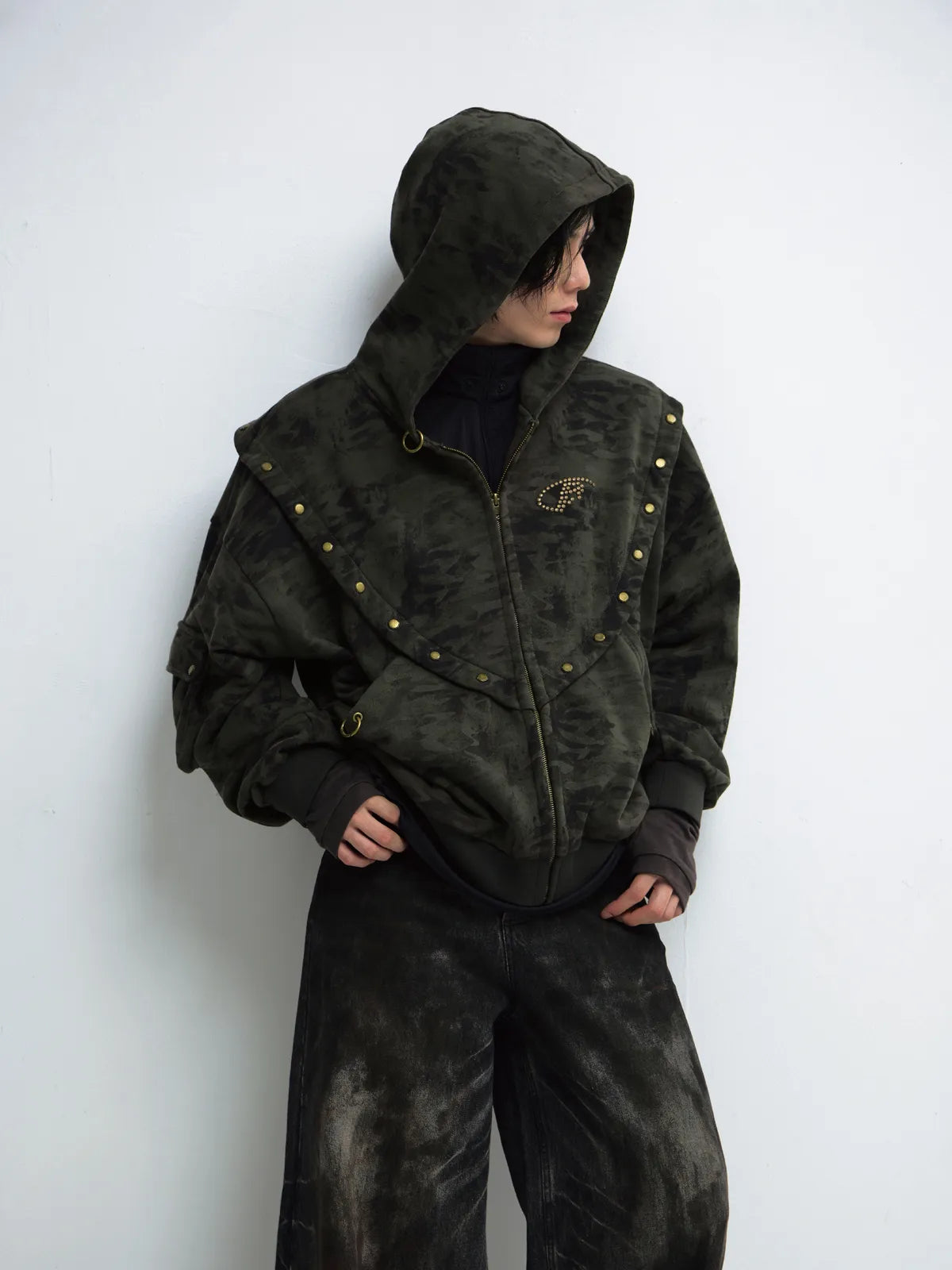 Peoplesense Camouflage Button-Down Hoodie