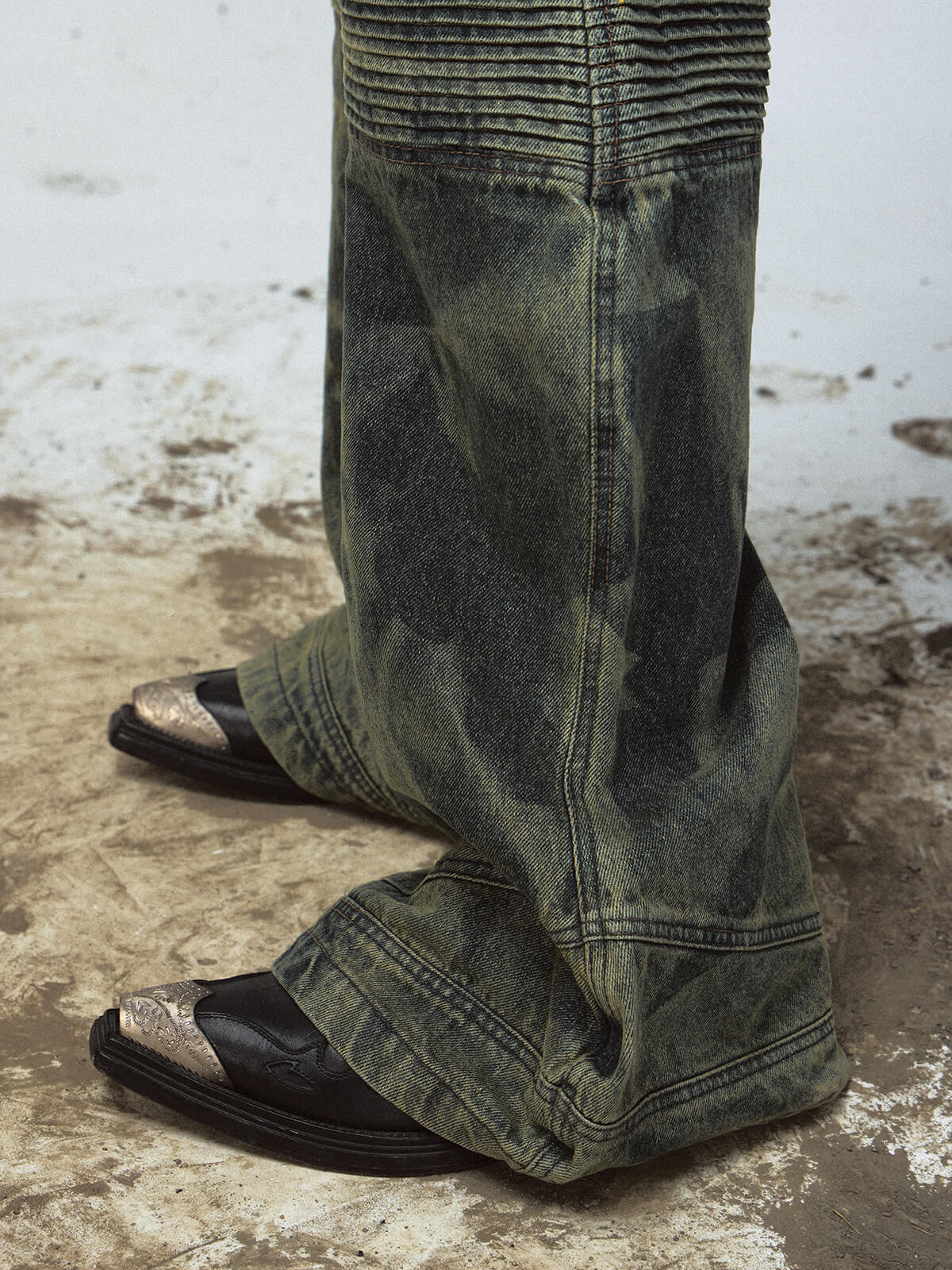 Peoplesense Camouflage-Jeans mit weitem Bein