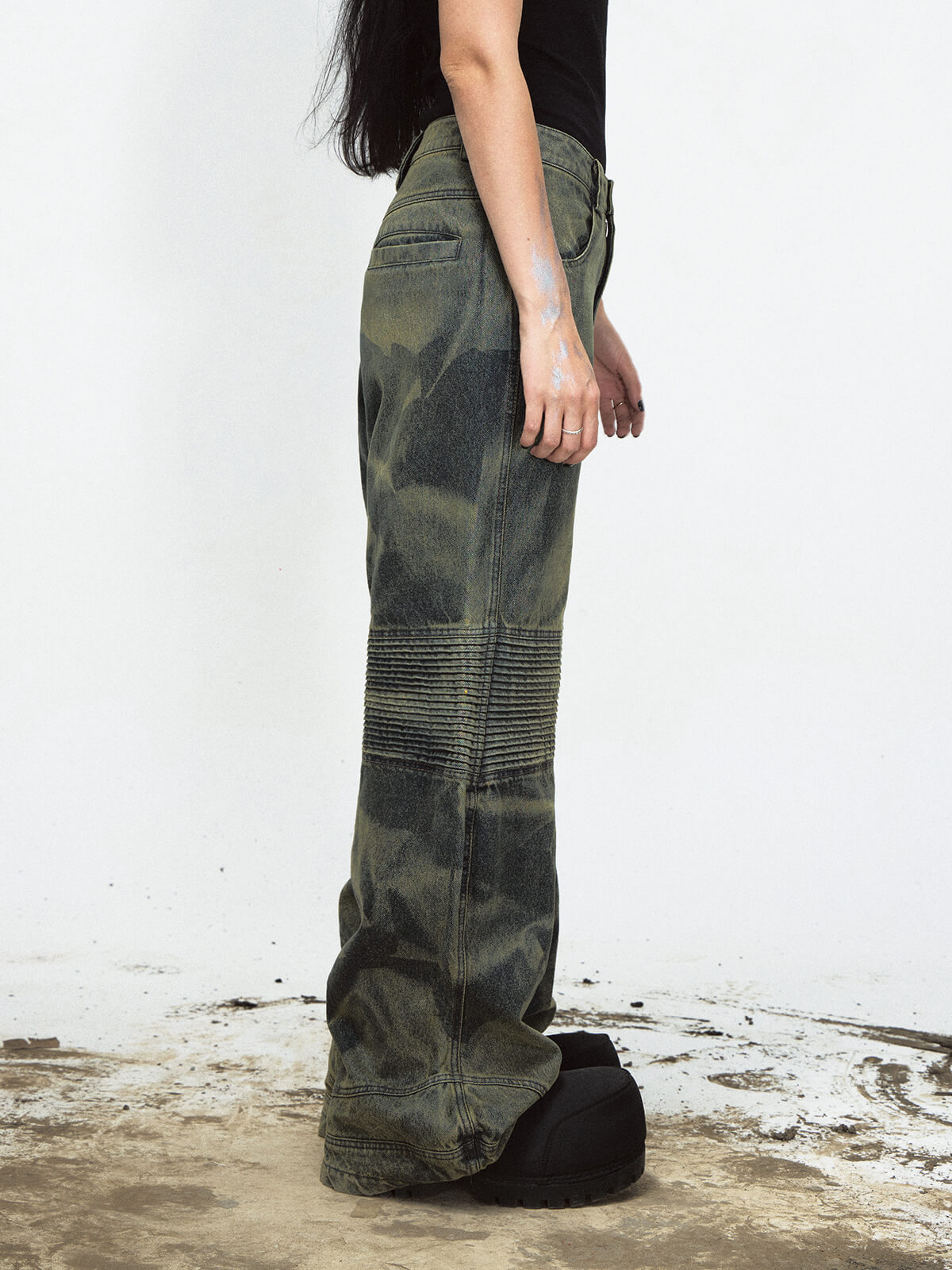 Peoplesense Camouflage-Jeans mit weitem Bein