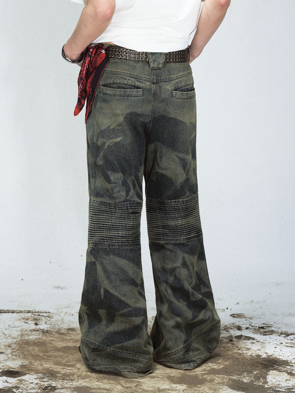 Peoplesense Camouflage-Jeans mit weitem Bein