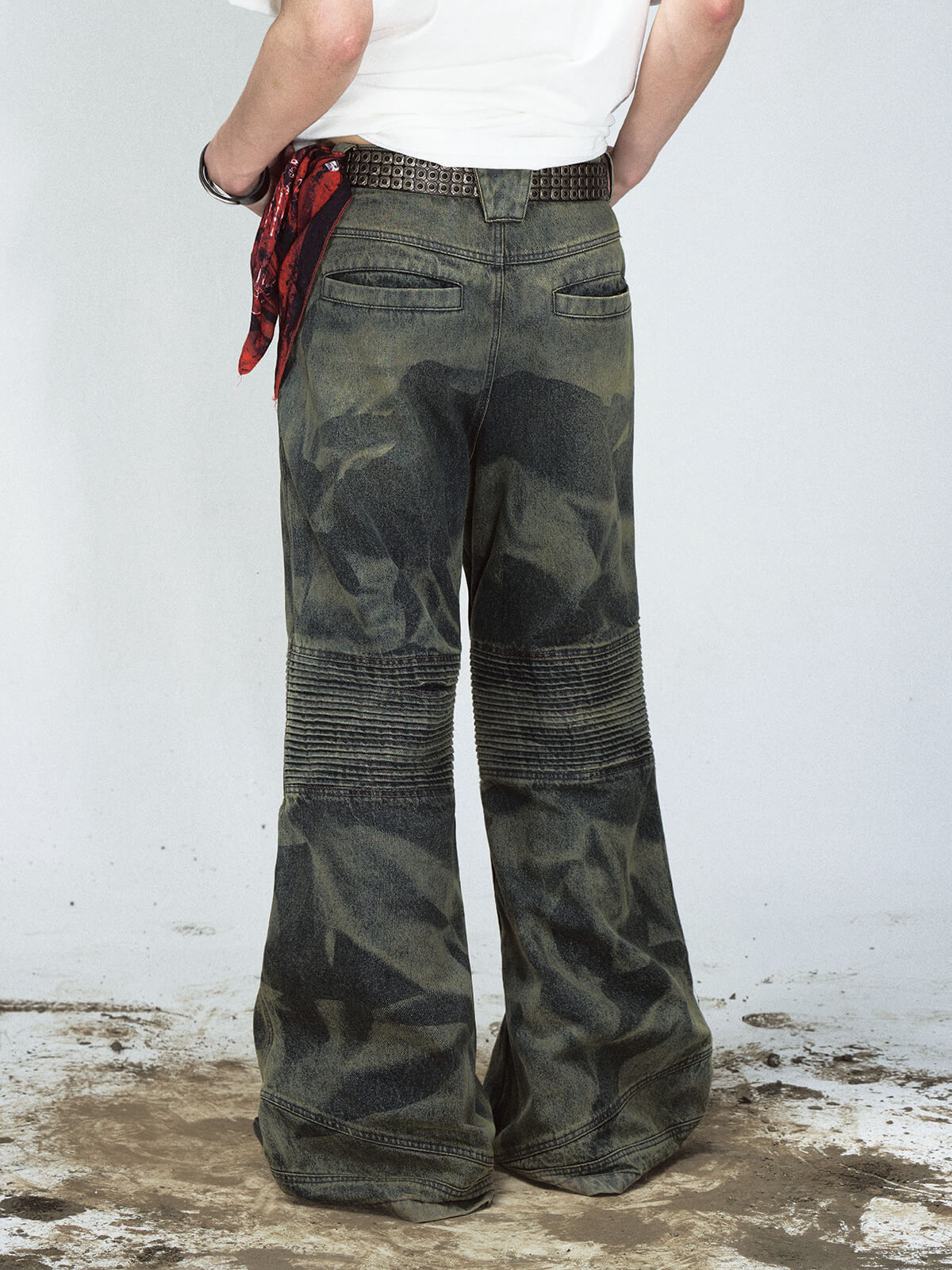 Peoplesense Camouflage-Jeans mit weitem Bein