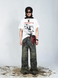 Peoplesense Camouflage-Jeans mit weitem Bein