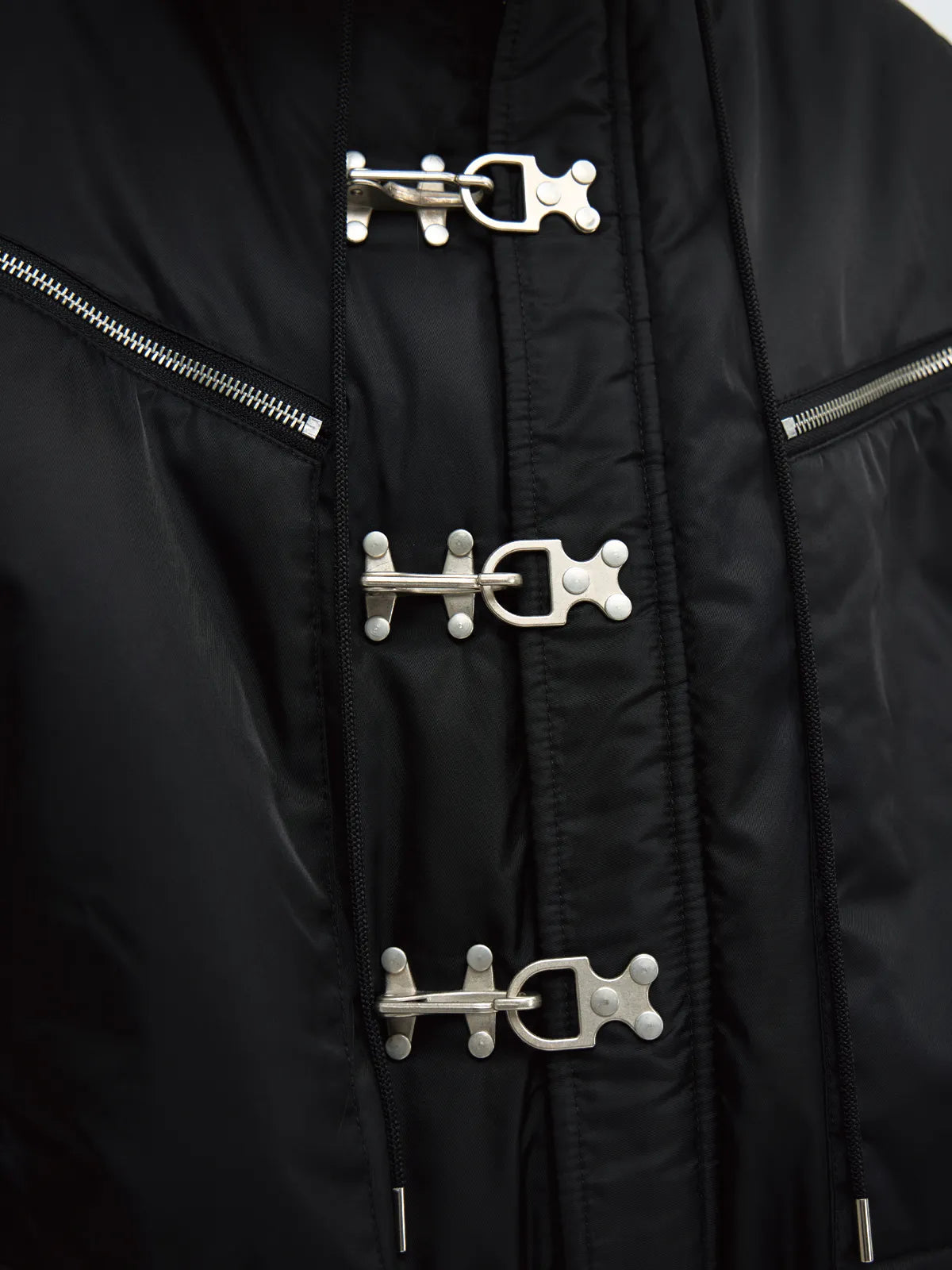Peoplesense  Short Flight Jacket with Fur Hood Black