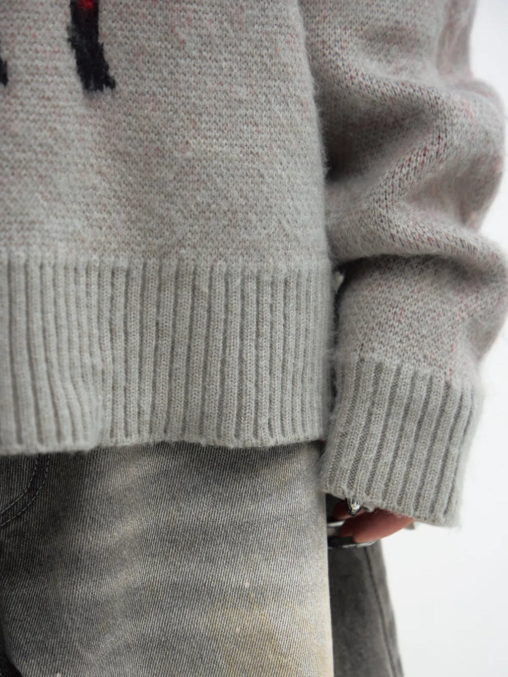 Peoplesense Grey Casual Printed Pullover Sweater