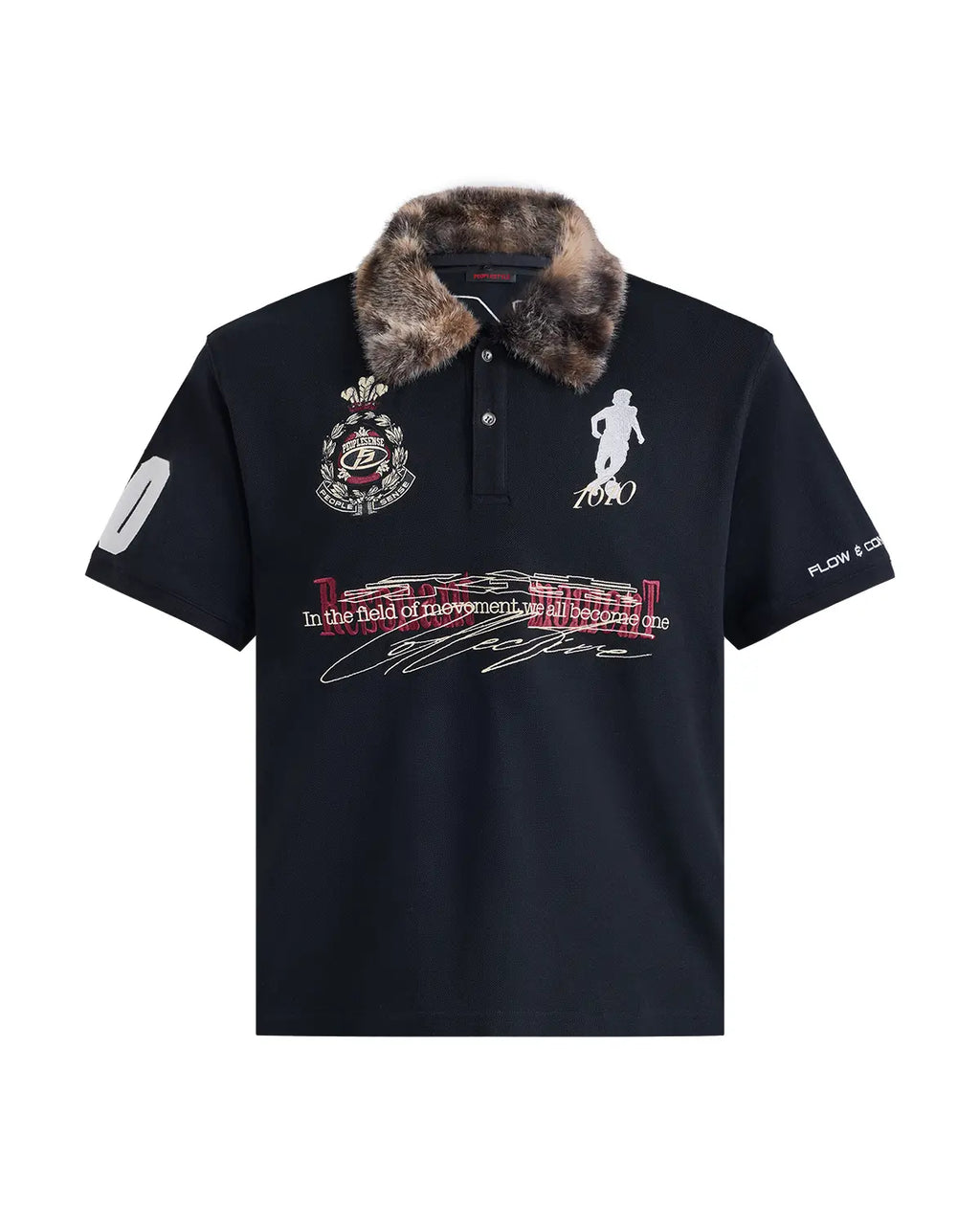 Peoplesense Detachable Fur Collar Retro Soccer Polo