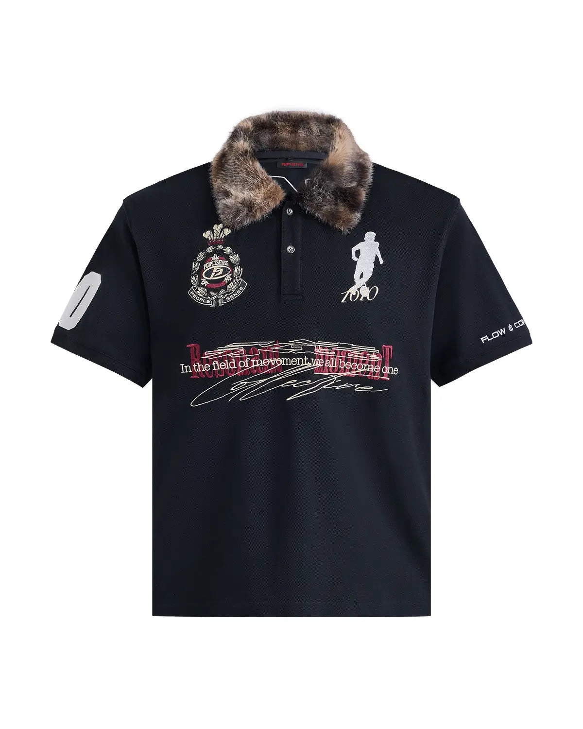 Peoplesense Detachable Fur Collar Retro Soccer Polo