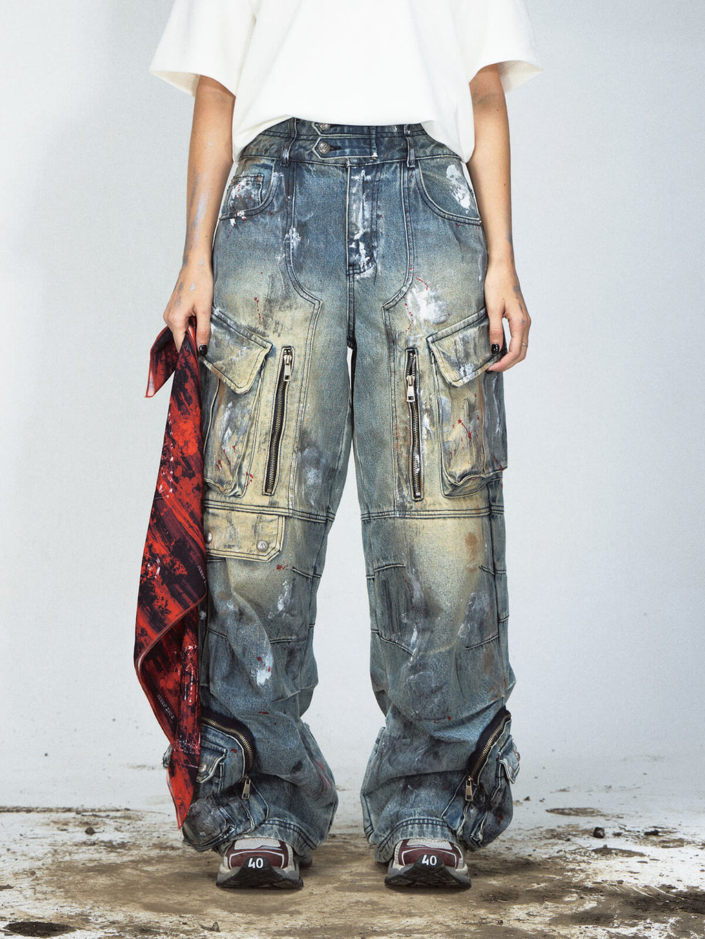 Peoplesense Paint Splatter Ripped Jeans