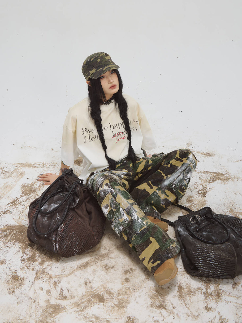 Peoplesense Punk Vintage Dirty Dyed Tote Bag