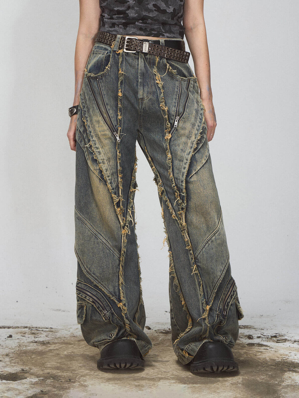 Peoplesense Raw Edge Denim Baggy Jeans