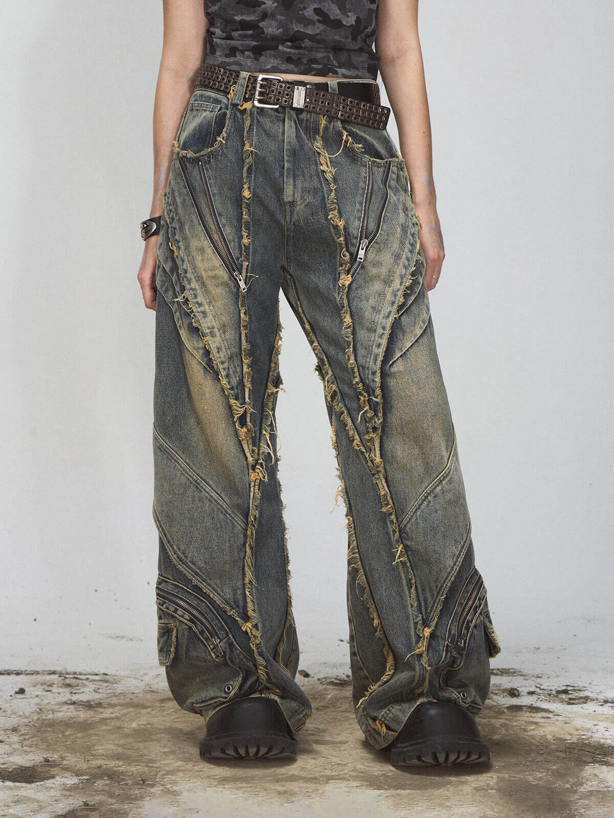 PeopleStyle – Baggy-Jeans aus Denim mit ungesäumten Kanten
