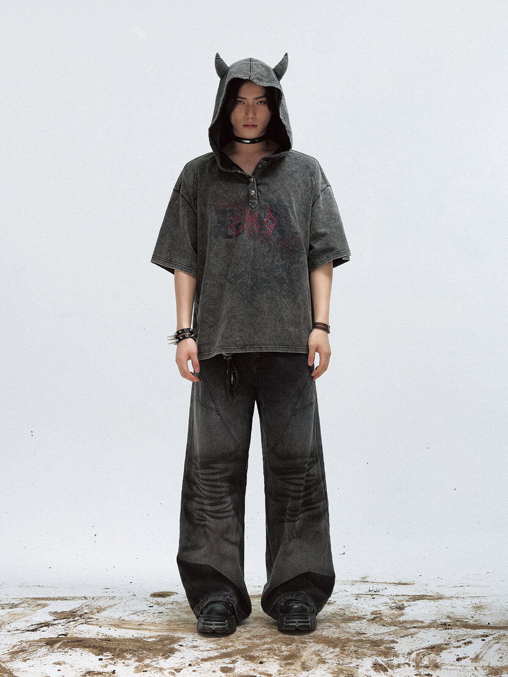 Peoplesense Vintage Black Wide-Leg Baggy Jeans