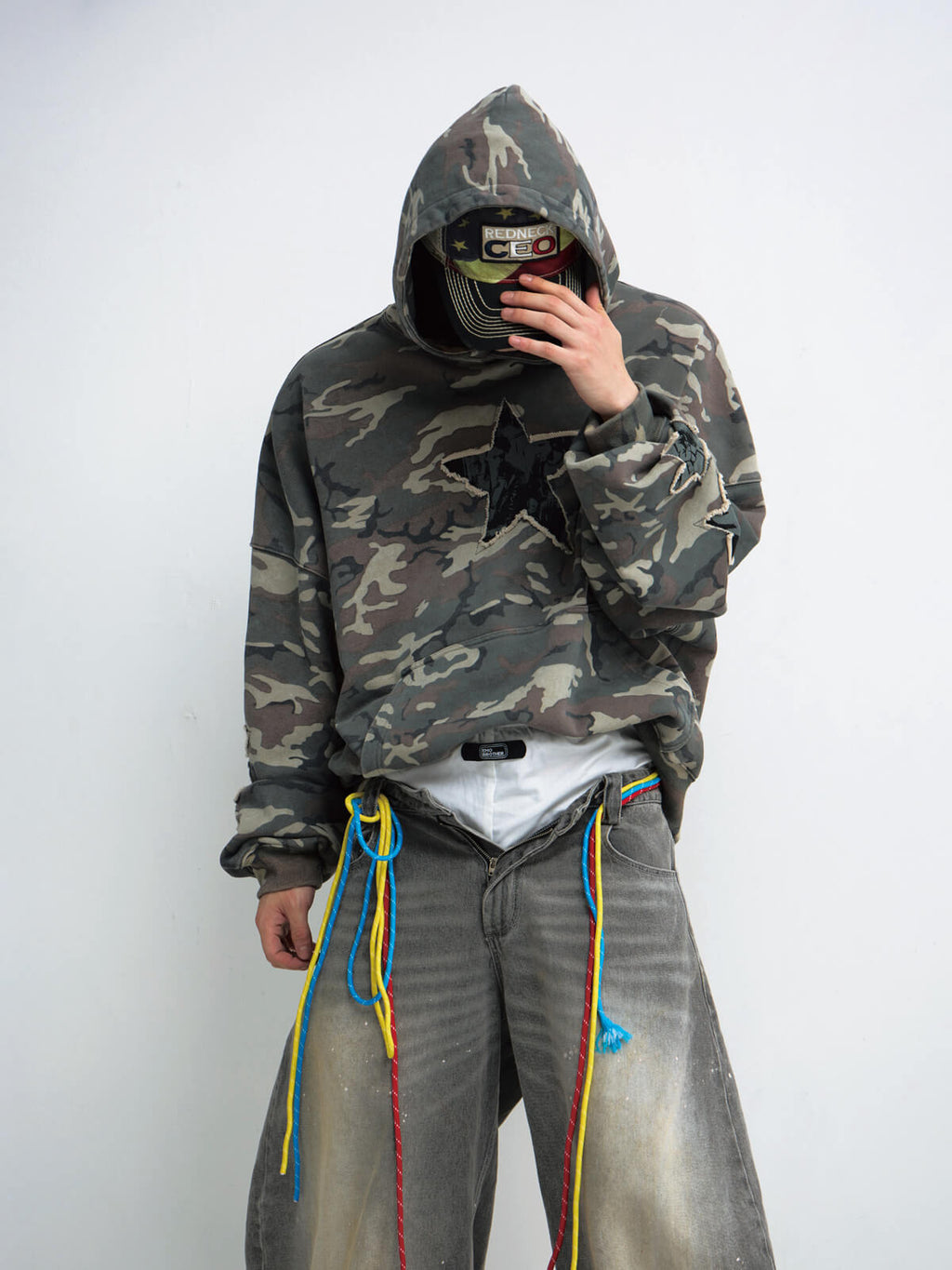 Peoplesense Vintage Camouflage Embroidered Hoodie