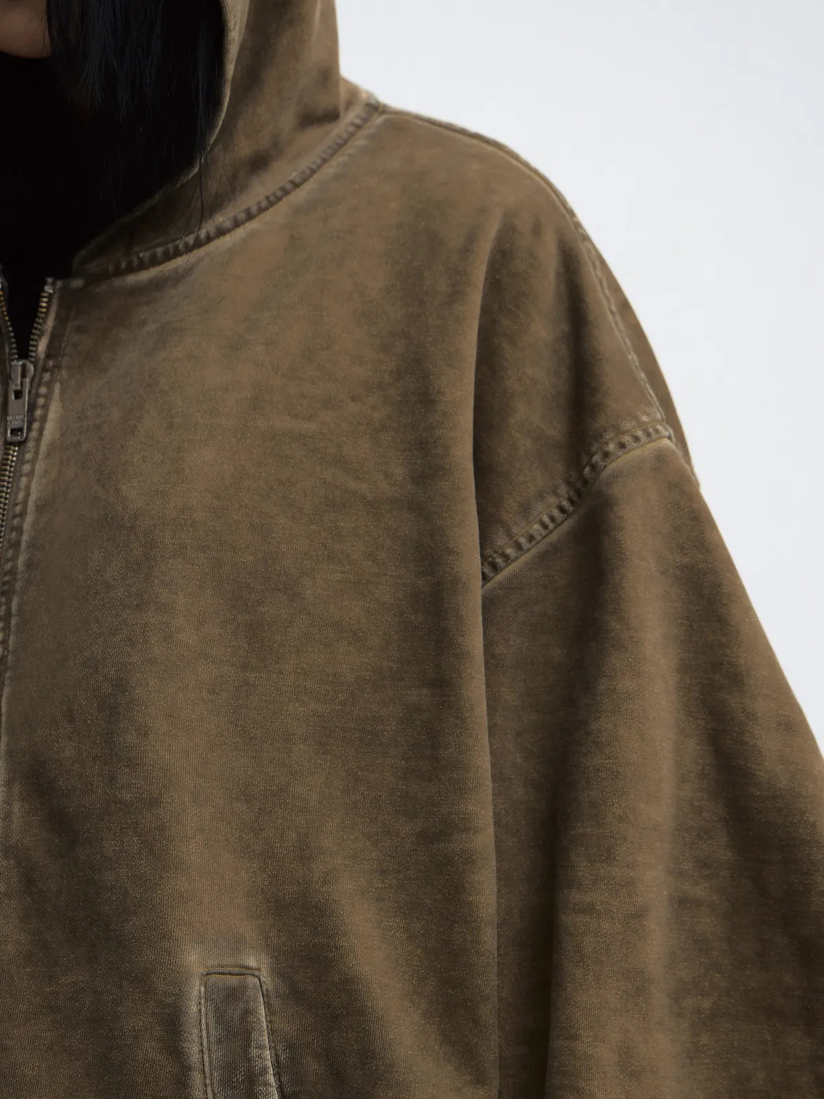 Peoplesense Vintage Knit Zip Up Hoodie Brown