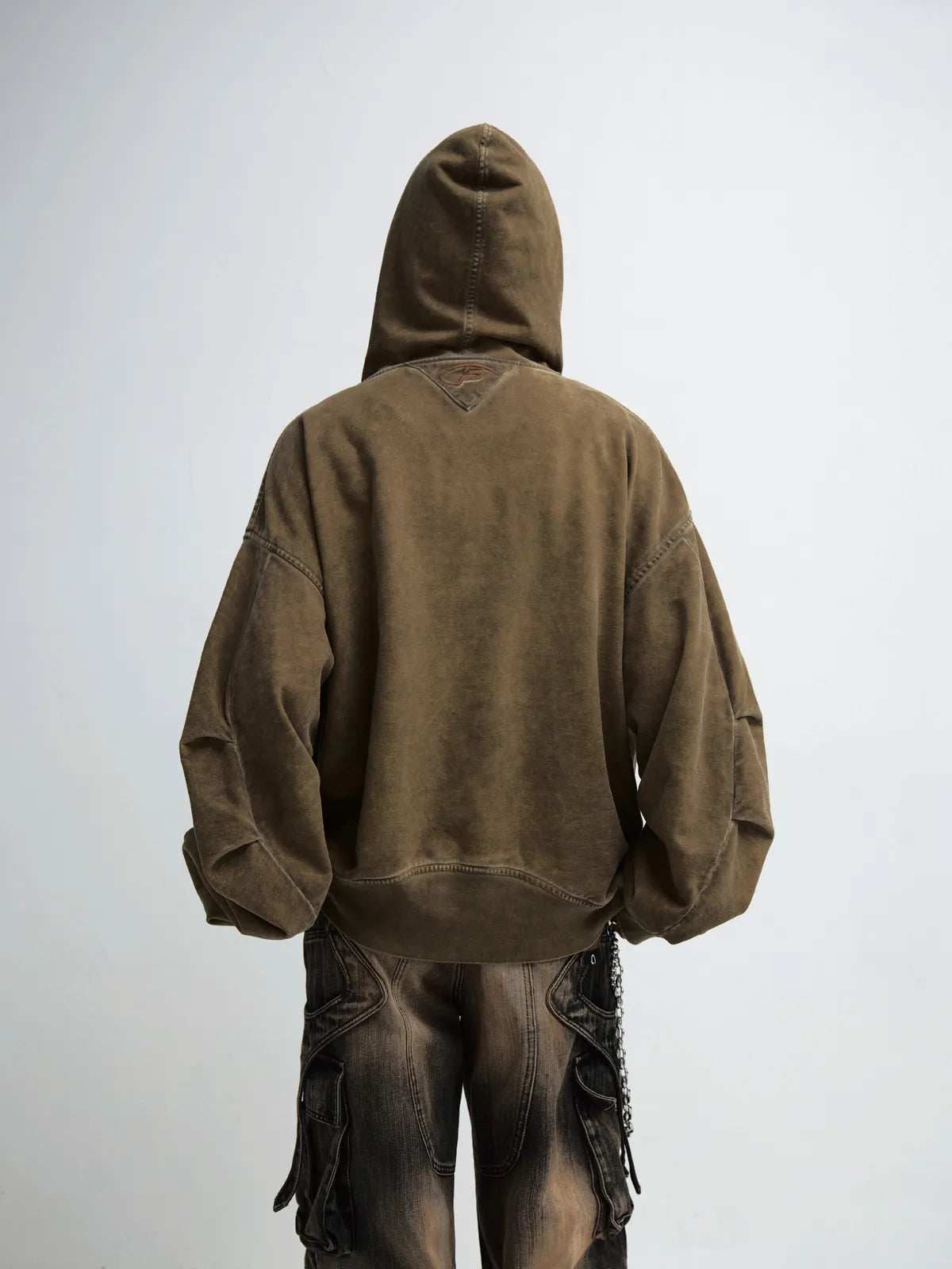 Peoplesense Vintage Knit Zip Up Hoodie Brown