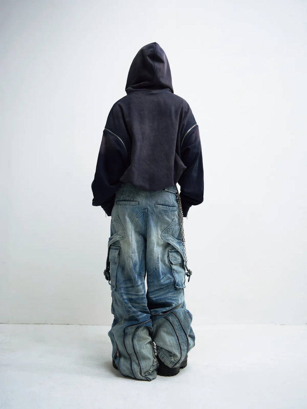 Peoplesense Vintage Wash Pleated Wide Leg Jeans