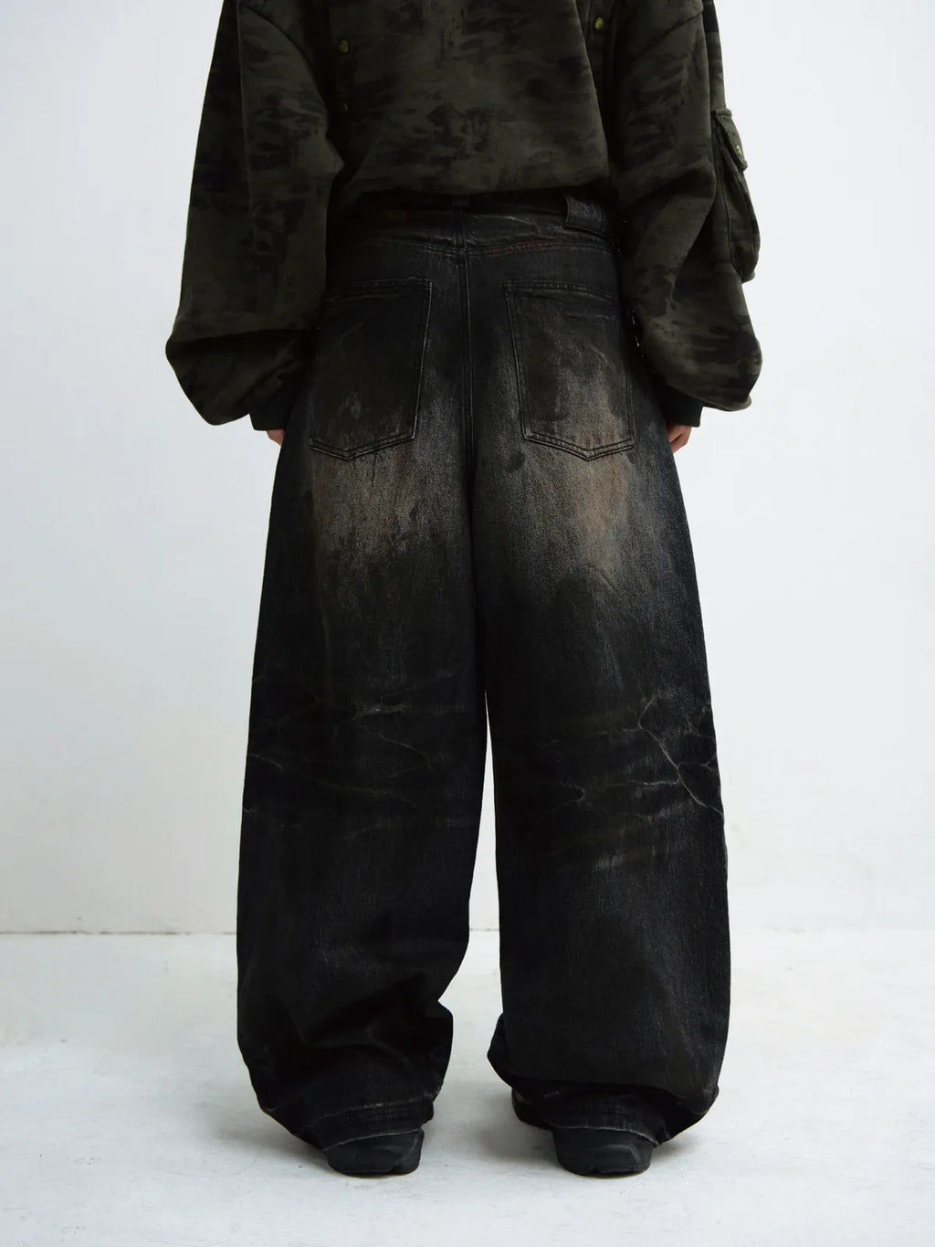 Peoplesense Vintage Washed Black Wide Leg Jeans