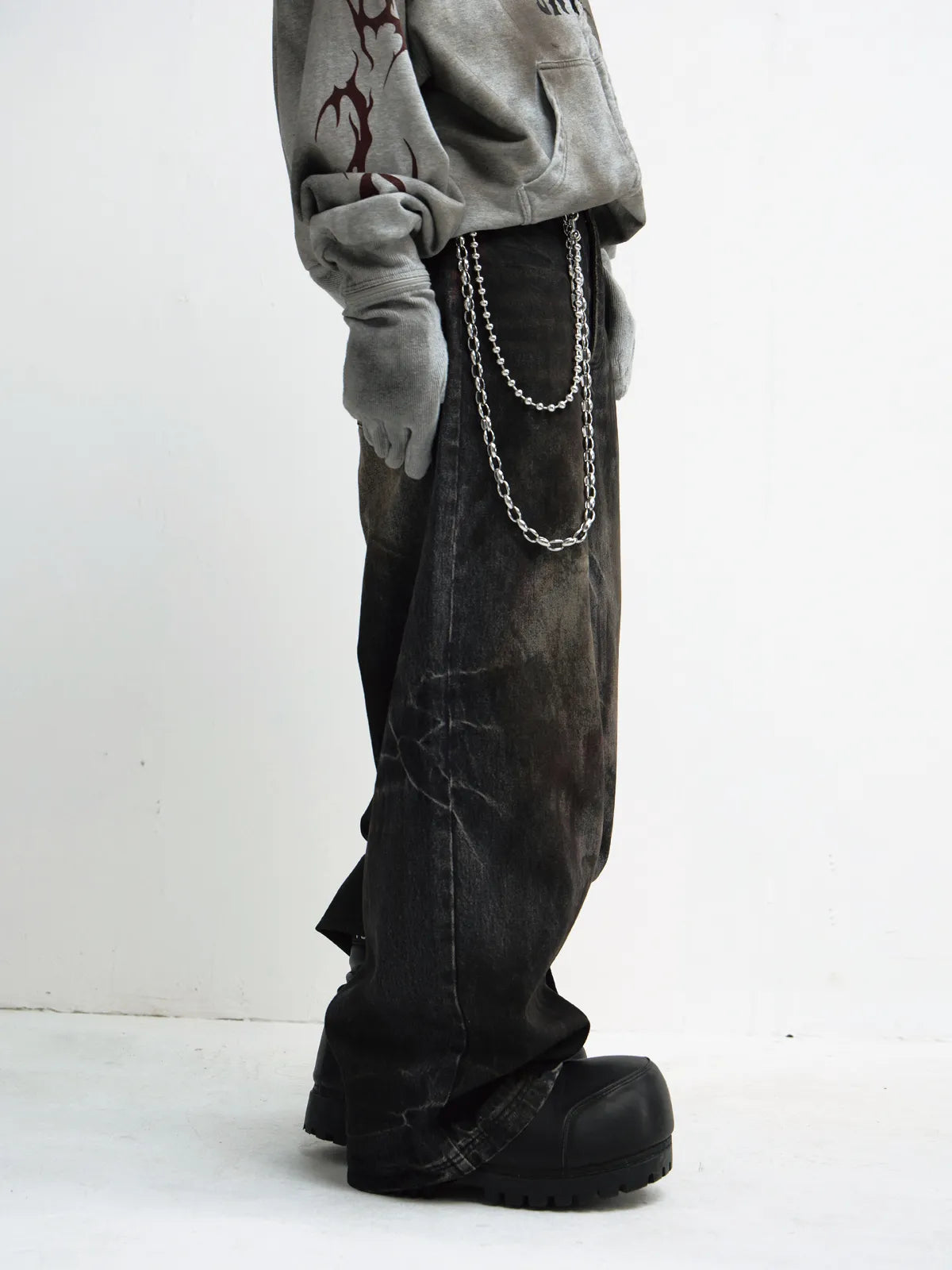 Peoplesense Vintage Washed Black Wide Leg Jeans