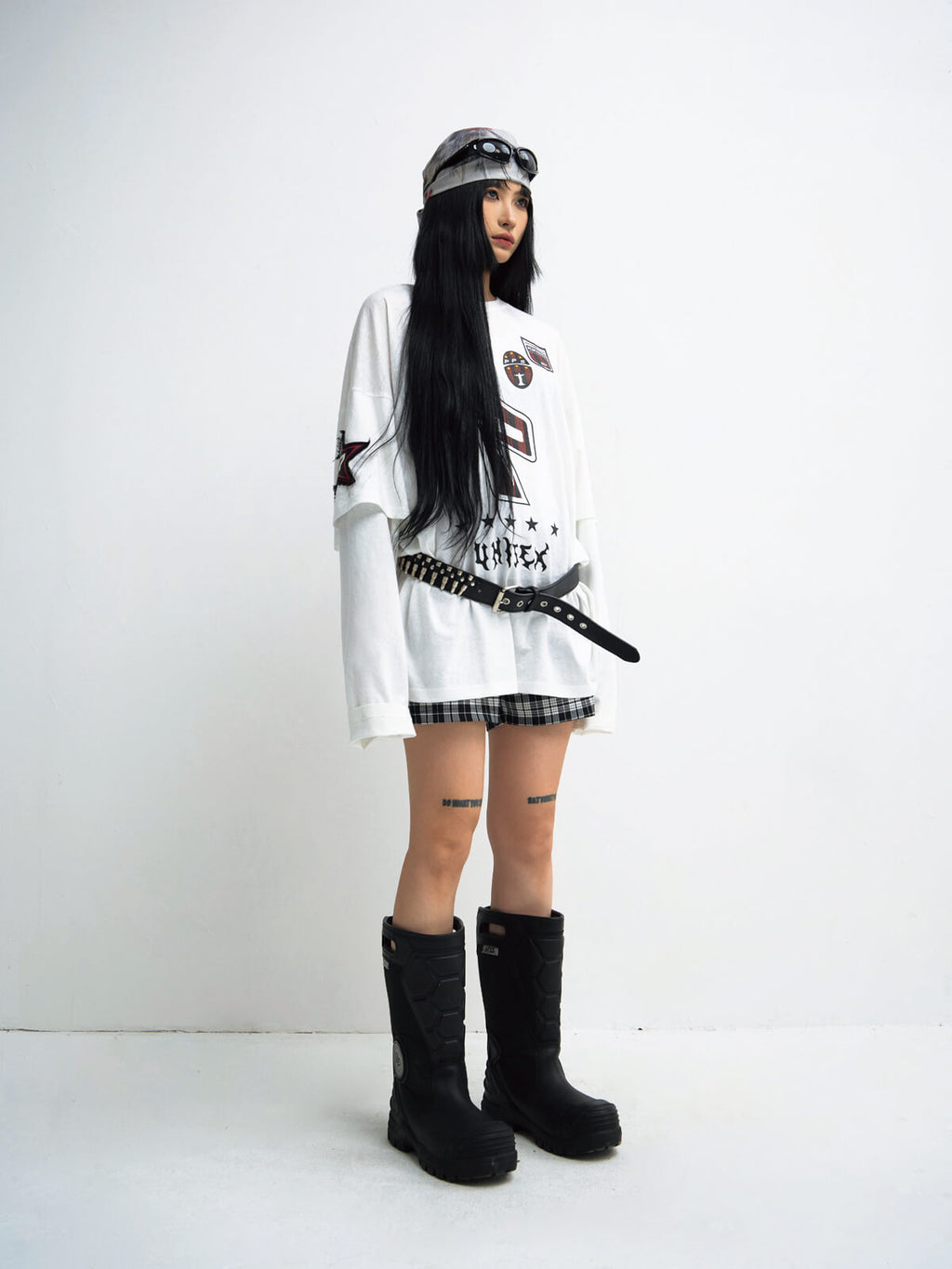 Peoplesense White Fake Two-Piece Racing Sweatshirt