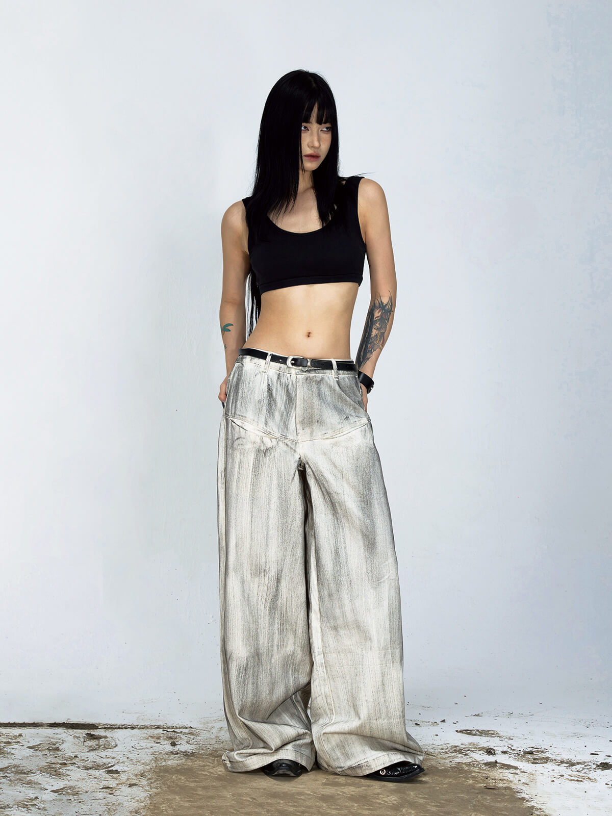 Peoplesense Distressed Dyed Weite Jeans