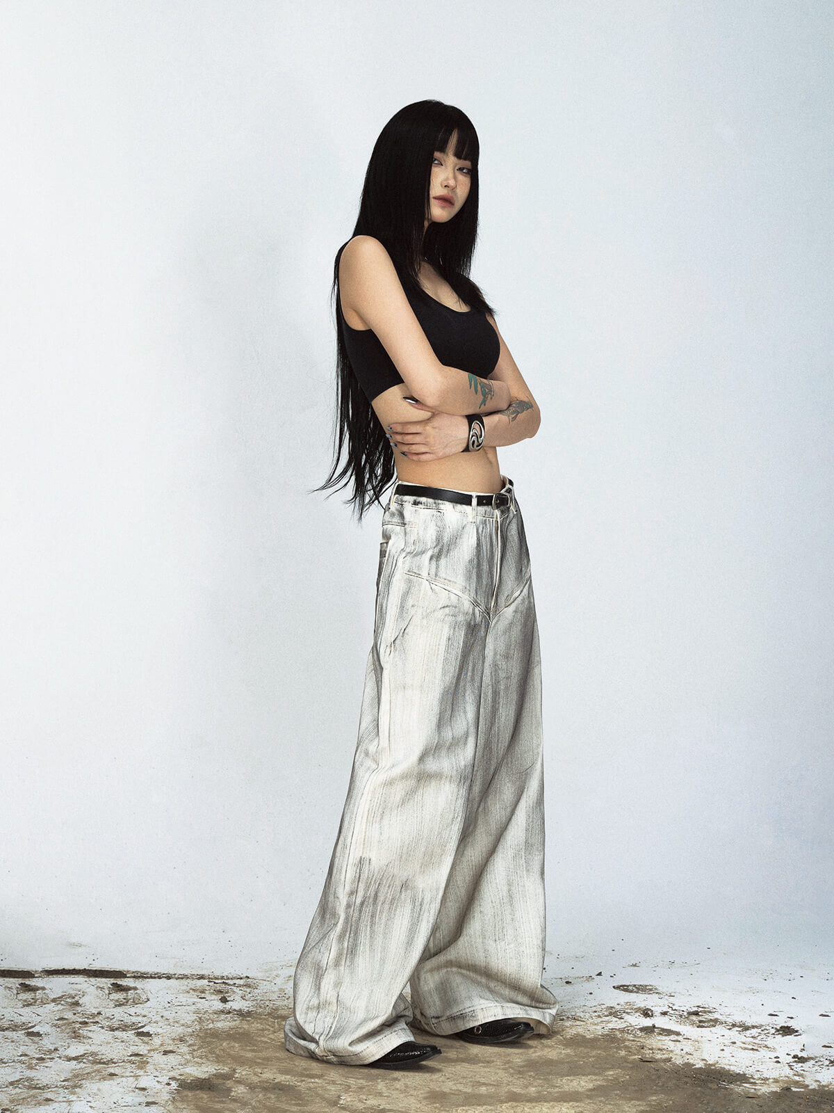 Peoplesense Distressed Dyed Weite Jeans