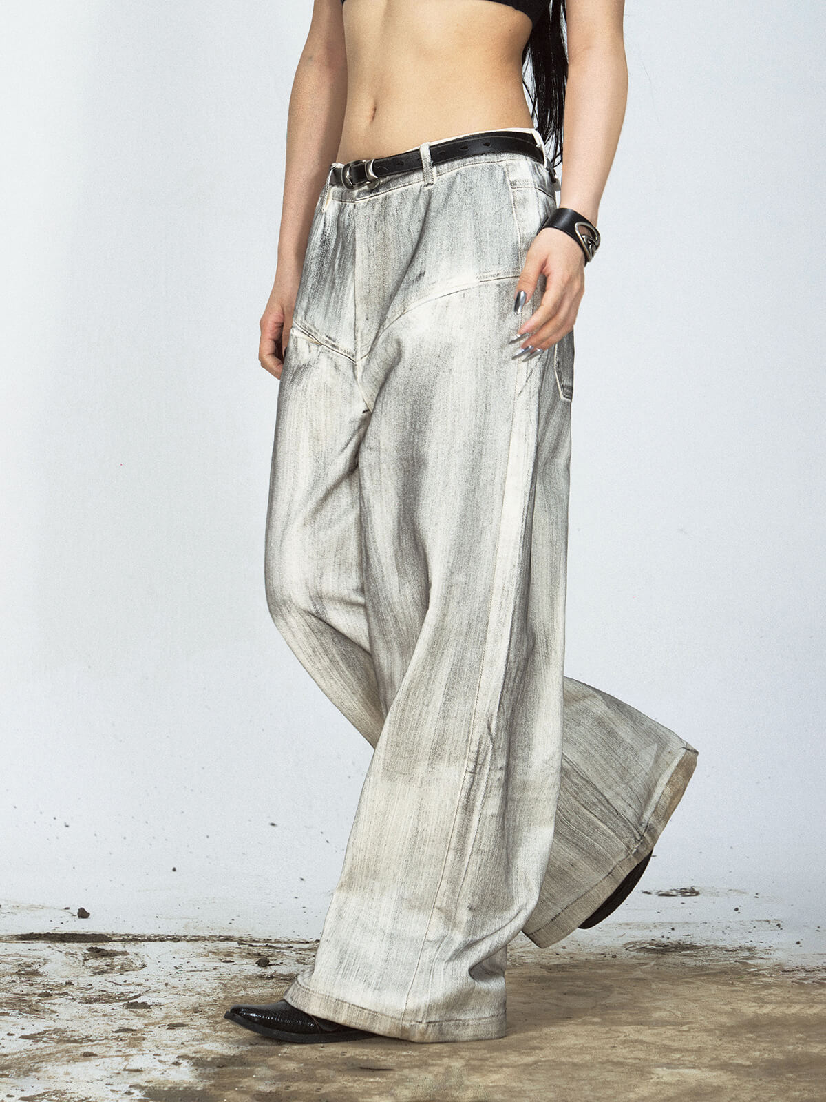 Peoplesense Distressed Dyed Weite Jeans