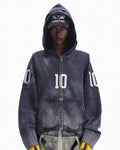 Peoplesense Vertical Striped Distressed Hoodie